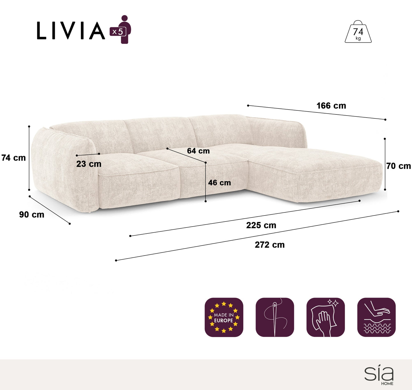 Canapé D'Angle Droit Livia