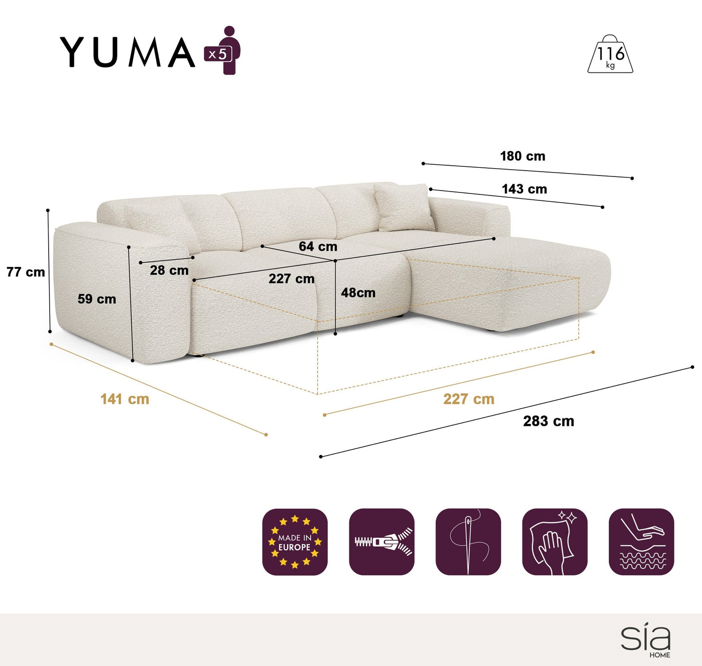 Canapé Convertibile Angolo Droit Yuma
