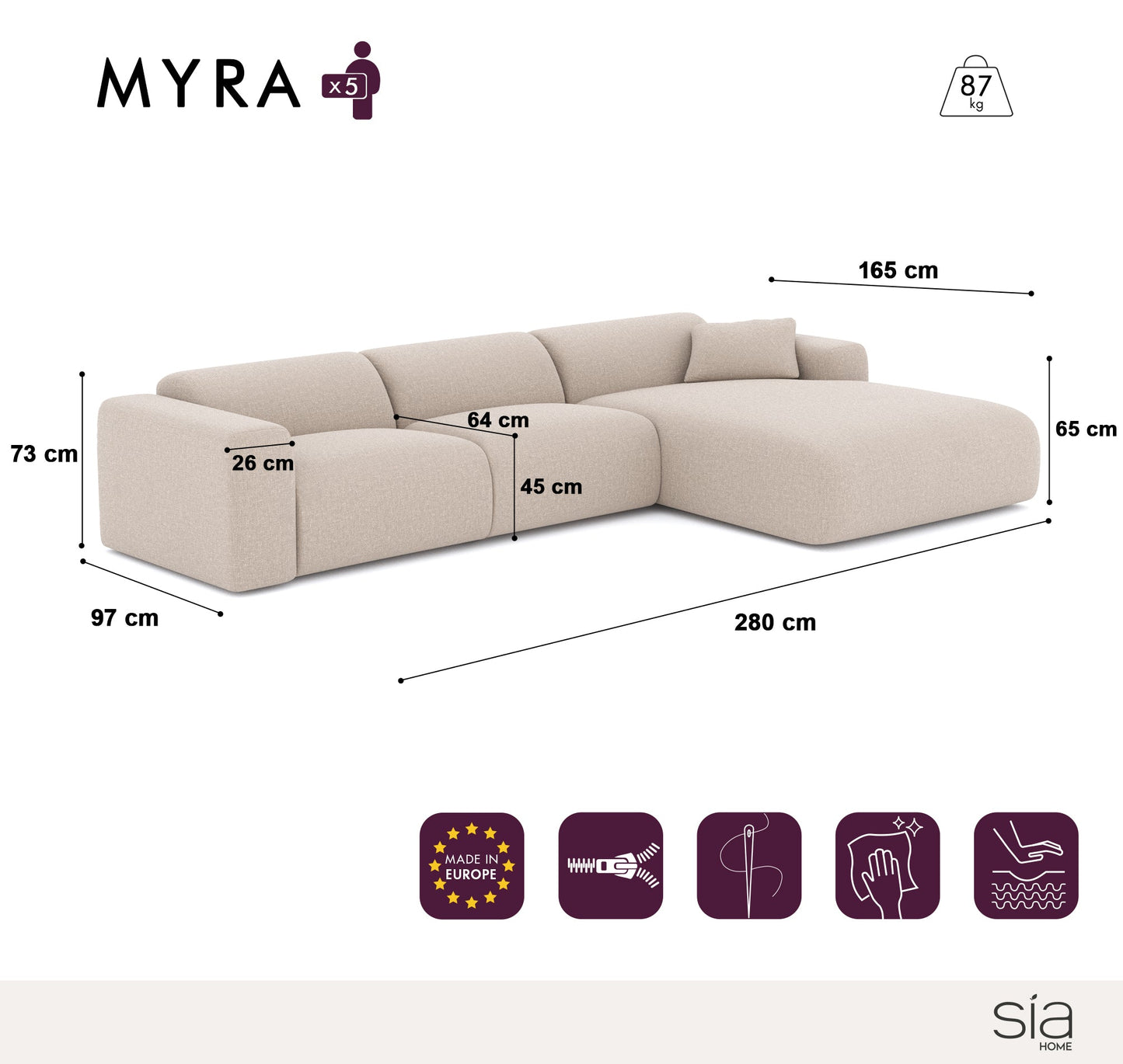Canapé Angle Droit Myra