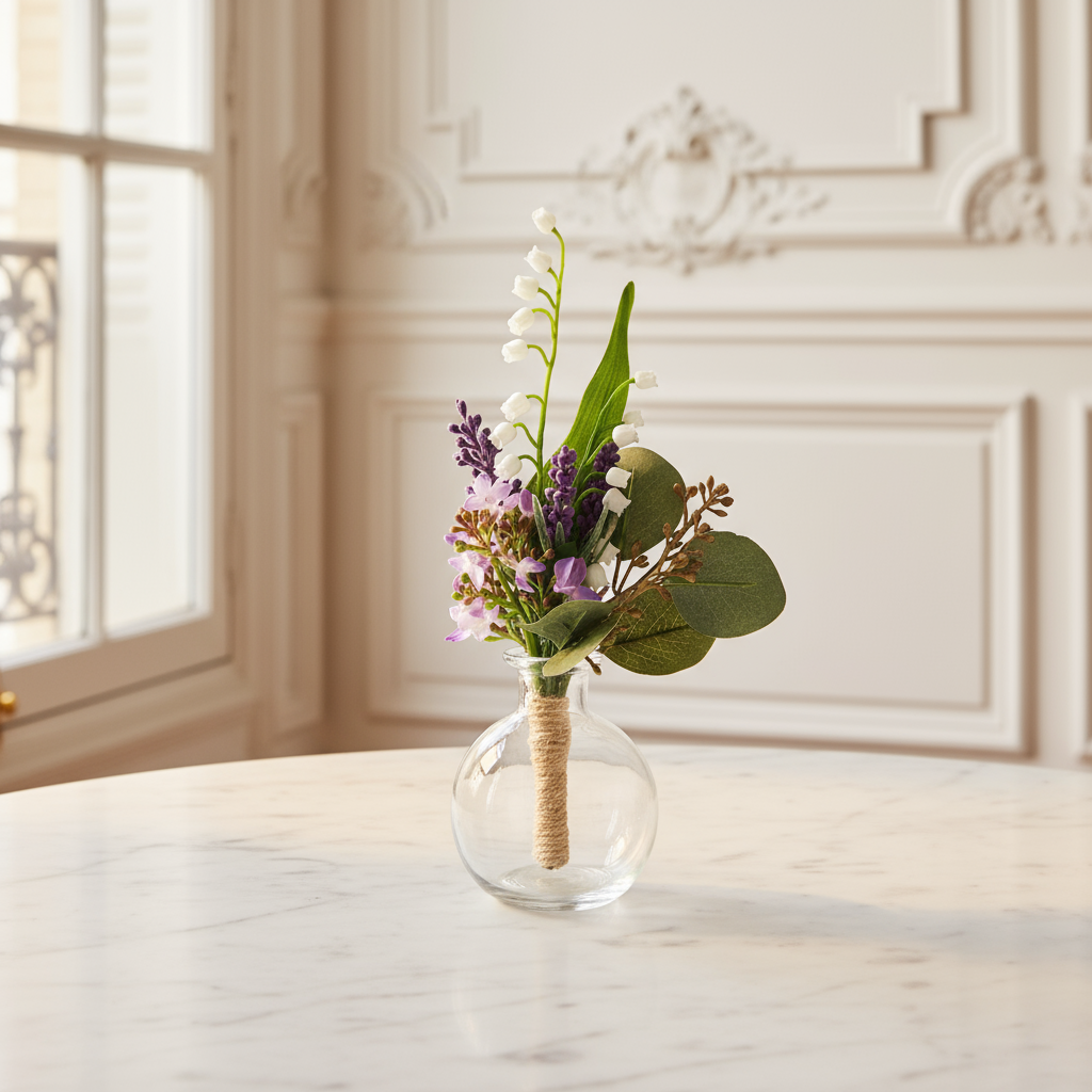 Boutonnière di Muguet et Eucalyptus