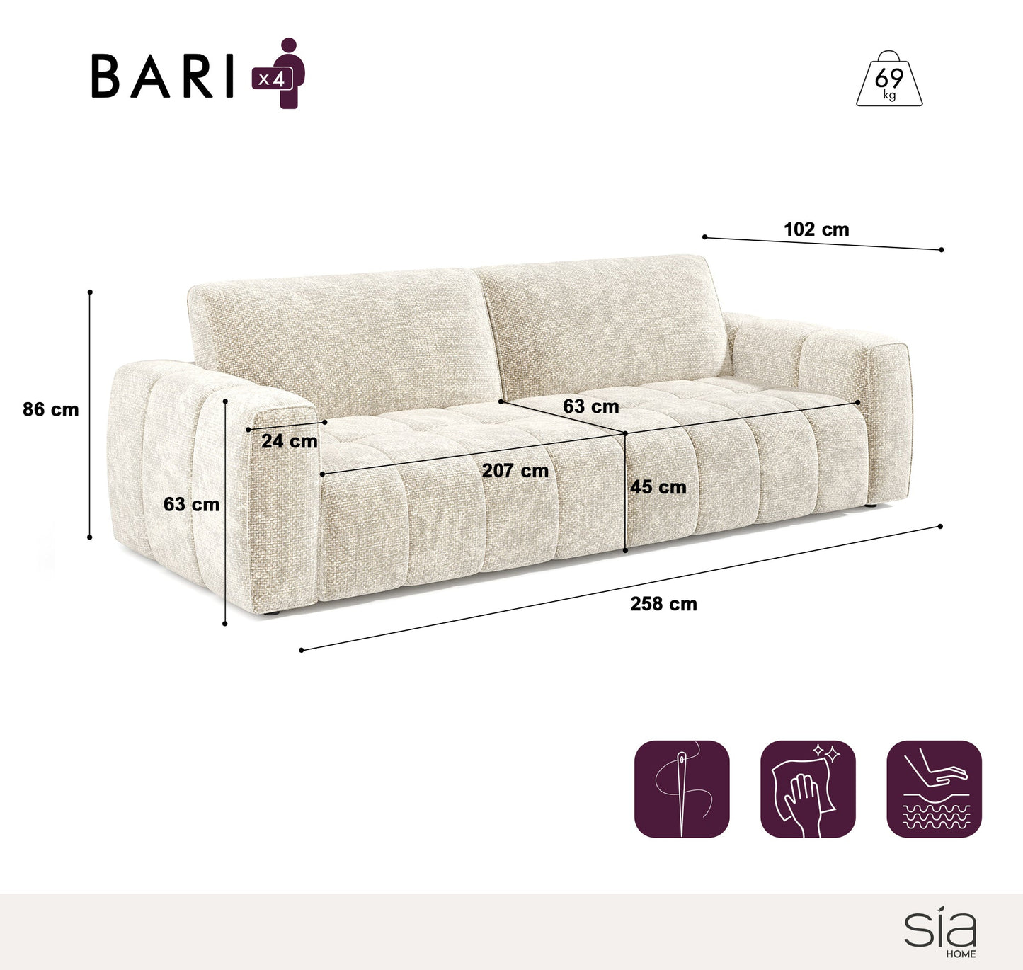 Ensemble Canapé Et Pouf Bari