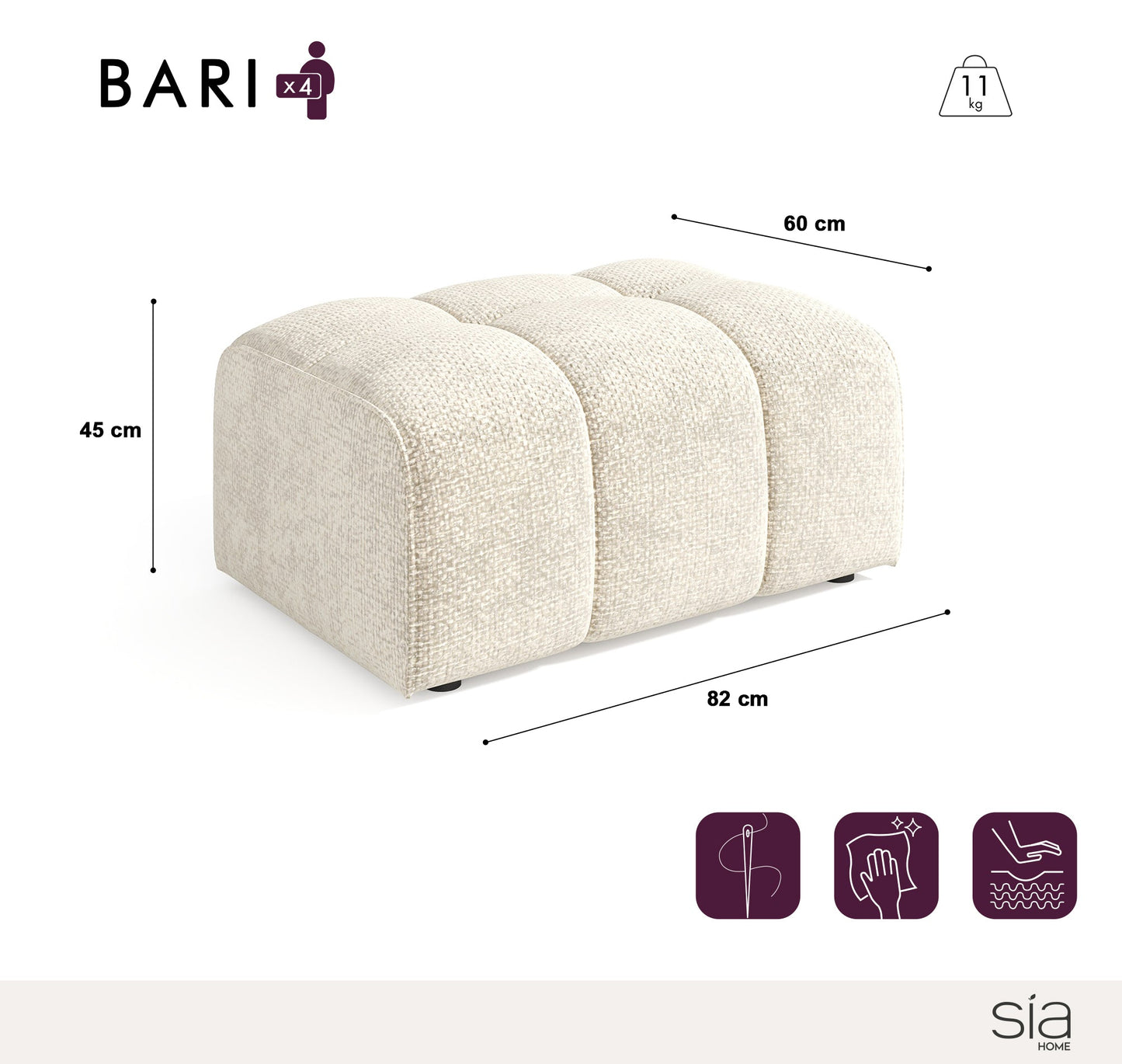 Ensemble Canapé Et Pouf Bari