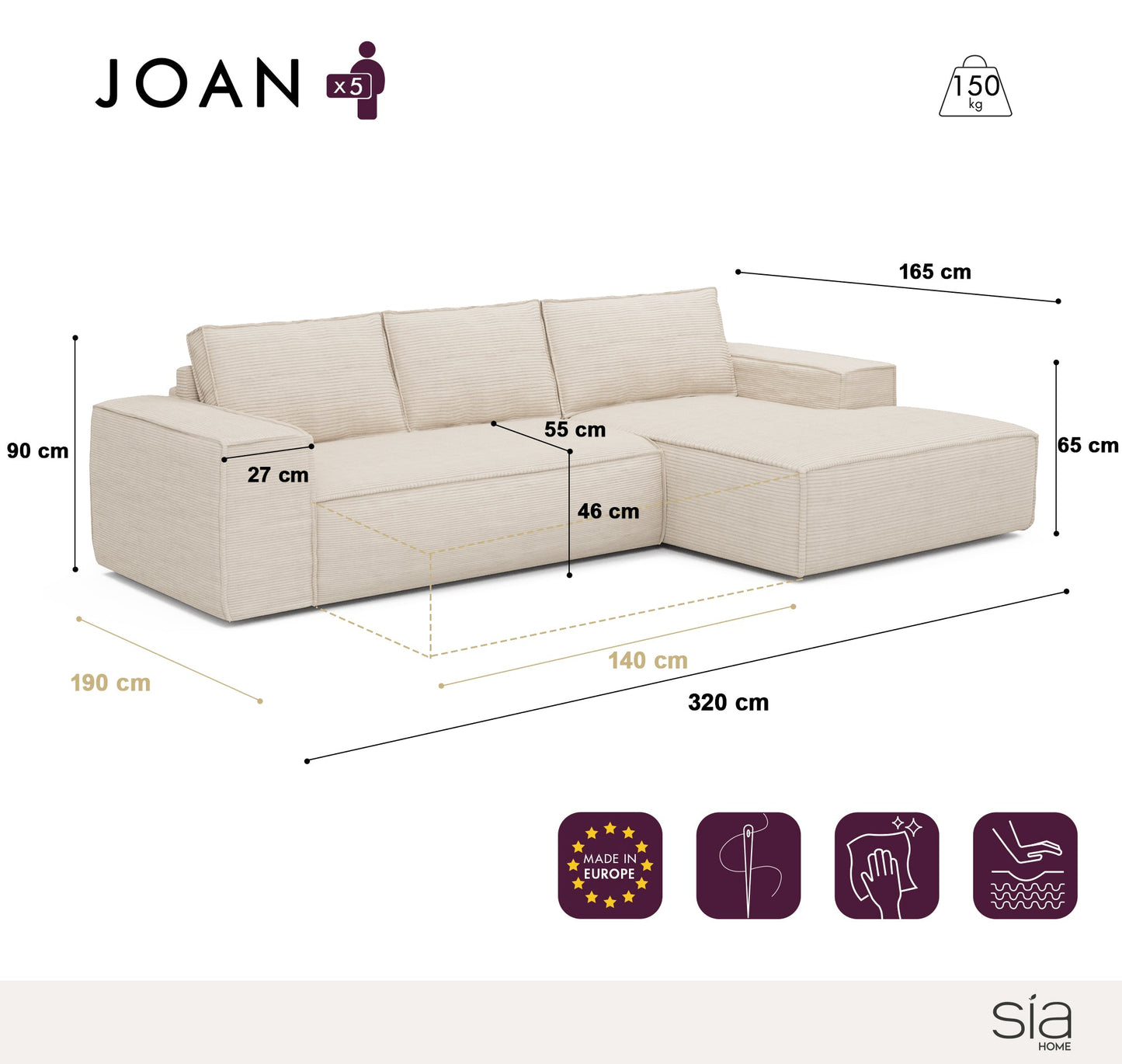 Canapé Convertibile Angle Droit Joan