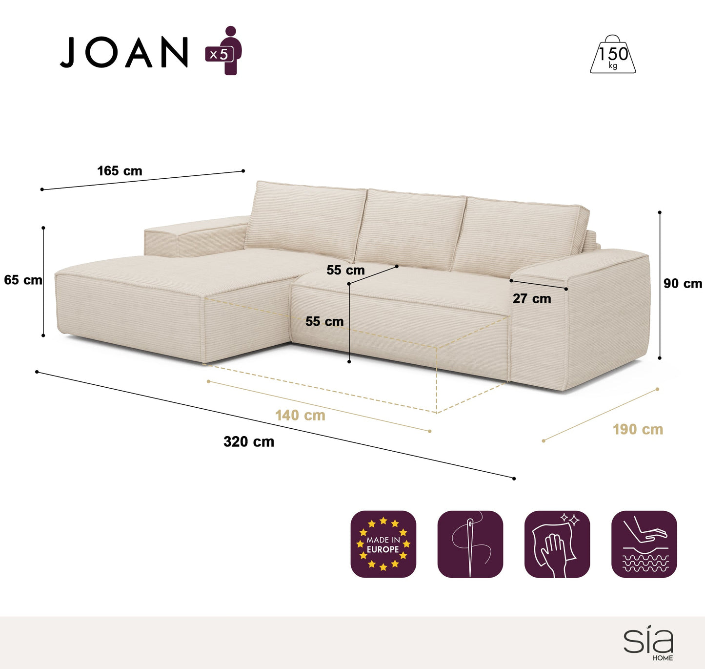 Canapé Convertibile Angle Gauche Joan