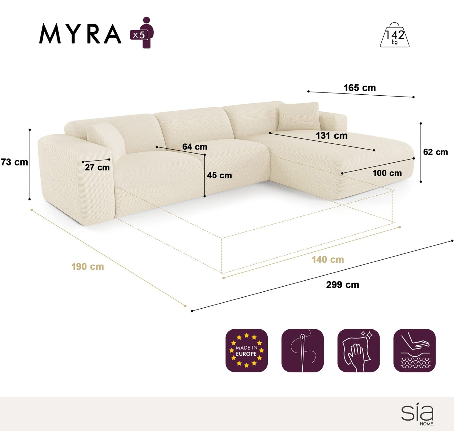 Canapé Convertibile Angolo Droit Myra