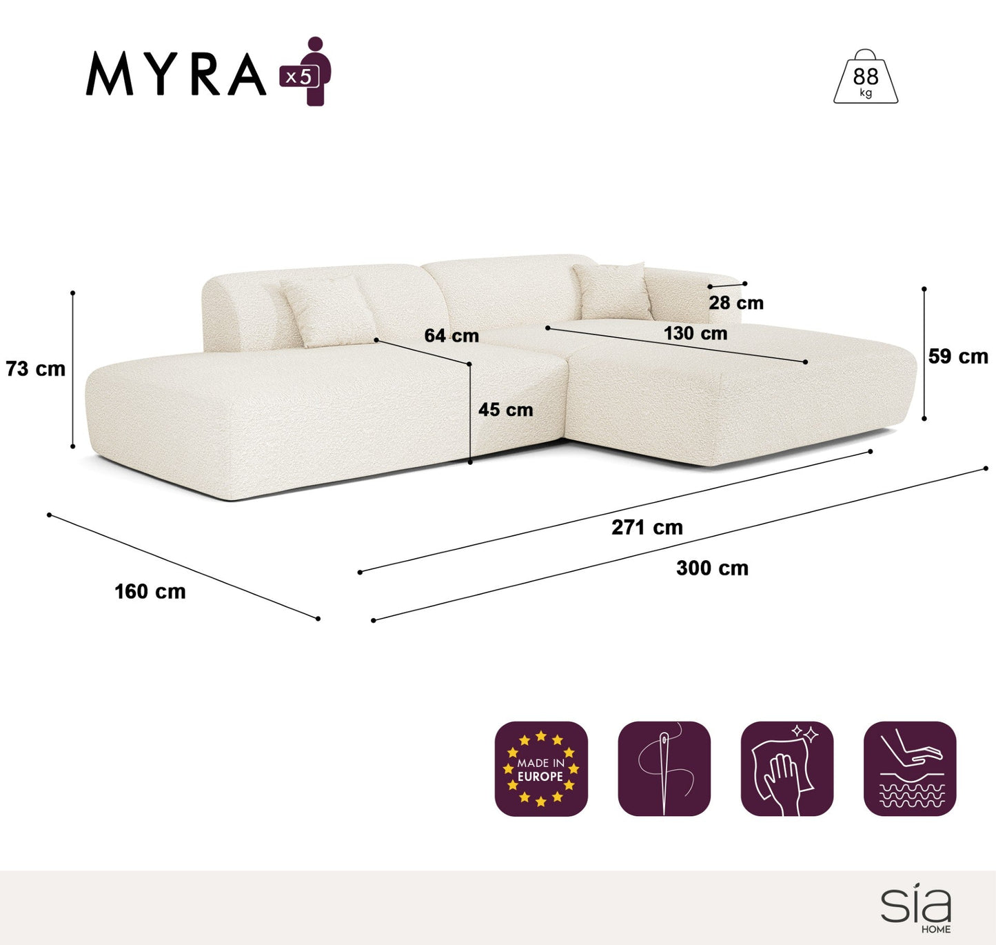 Canapé Angle Droit Myra
