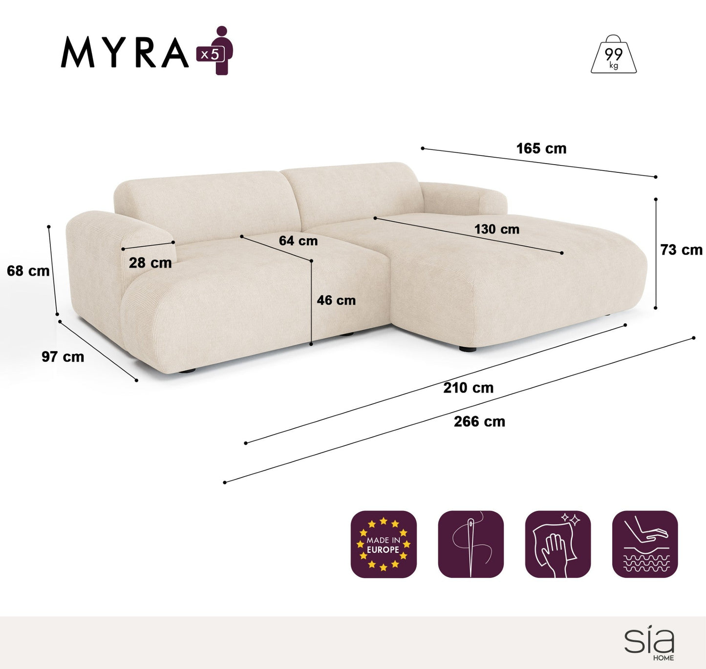 Canapé Angle Droit Myra