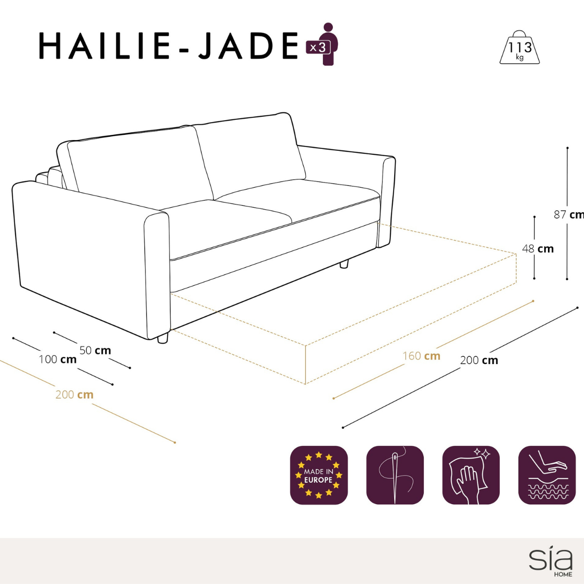 Canapé decappottabile Hailie-Jade