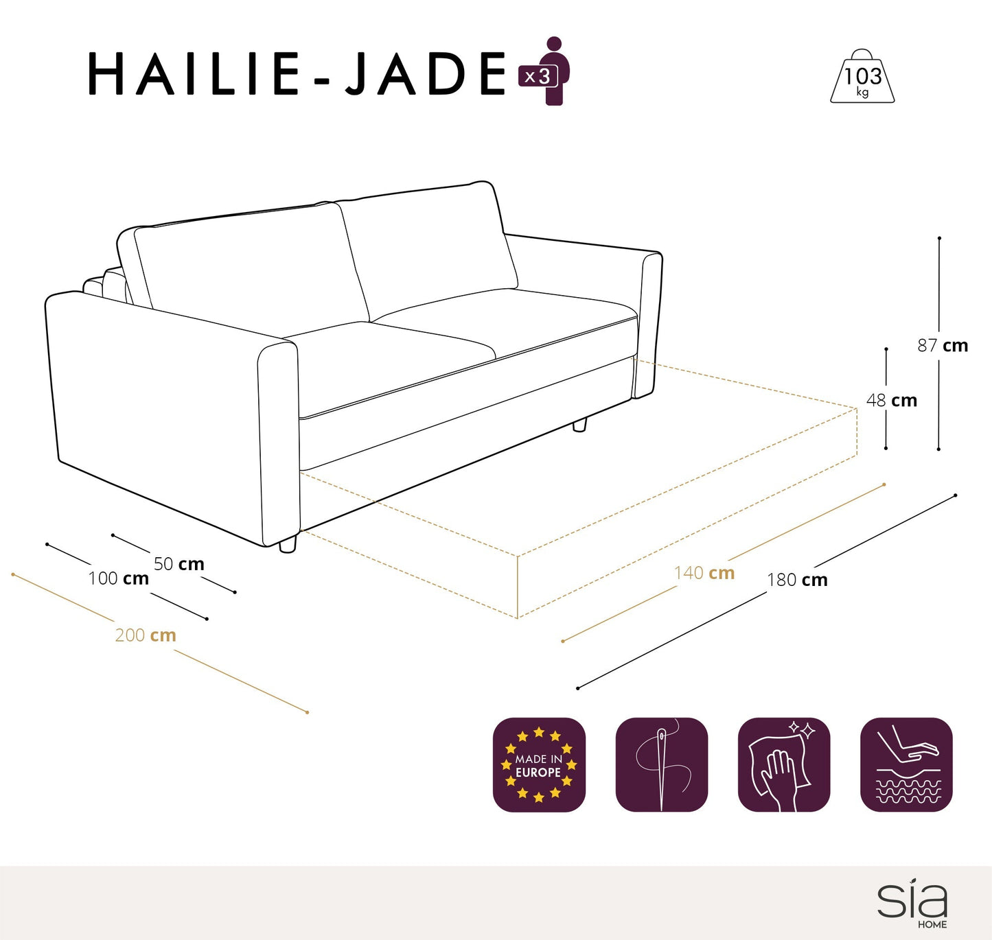 Canapé decappottabile Hailie-Jade