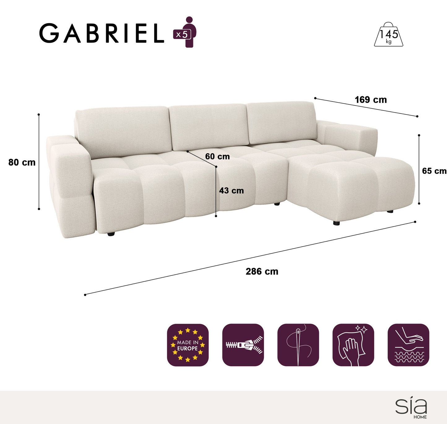 Canapé Convertibile Angolo Gauche Gabriel