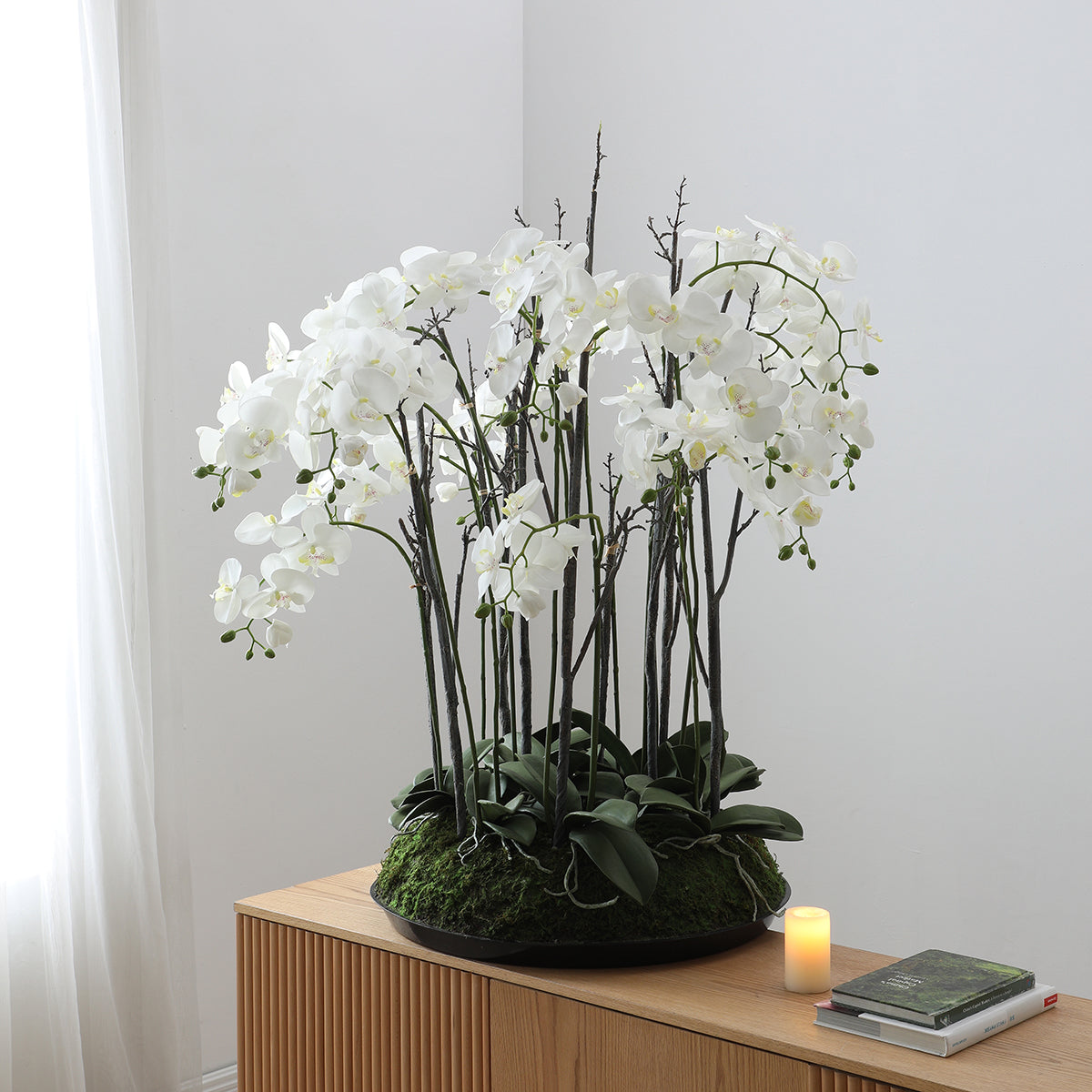 Composizione d'Orchidée Artificielle con mousse 113 cm