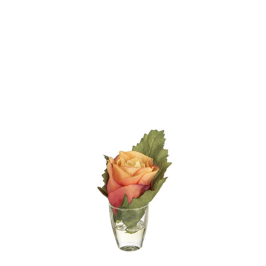 Rosa con foglia e illusione d'acqua