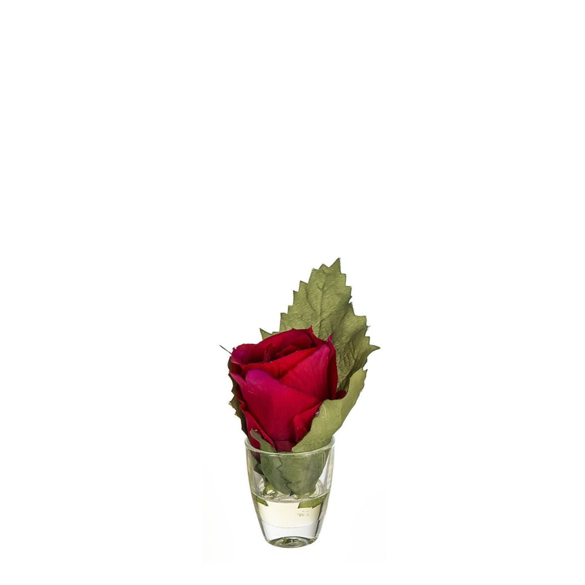 Rosa con foglia e illusione d'acqua